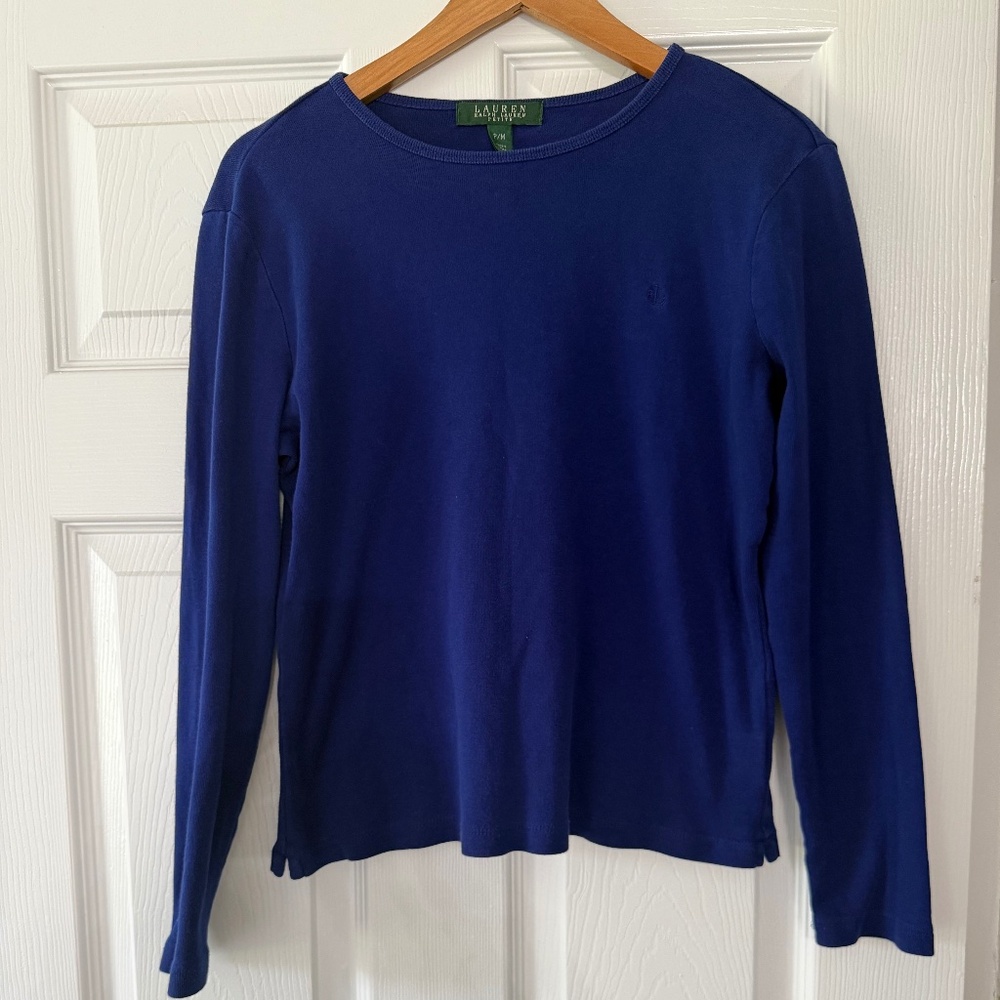 Ralph Lauren Petit Royal Blue Long Sleeve Shirt – 100% Cotton